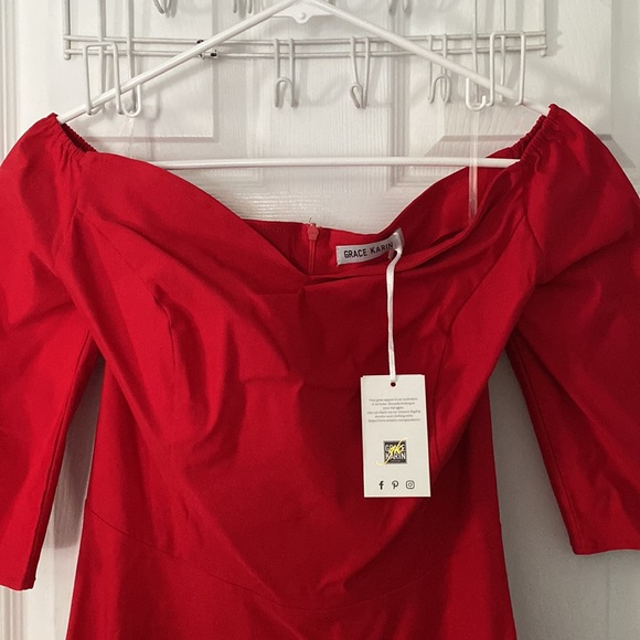 GRACE KARIN Women's Off Shoulder Pleated Flared A-line Cocktail Party Dress - Picture 6 of 10